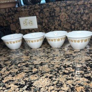 Corelle White and Gold Accent Bowls